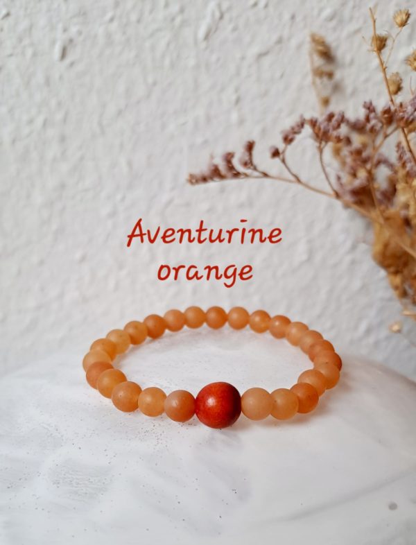 Bracelet de pierres semi-précieuses aventurine orange mate (qualité A)- 6 mm