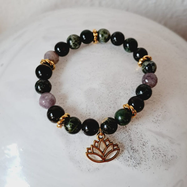 Bracelet de tourmaline (8mm), de qualité AA, séparateur en plaqué or
